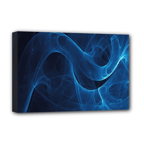 Smoke White Blue Deluxe Canvas 18  X 12   by Mariart