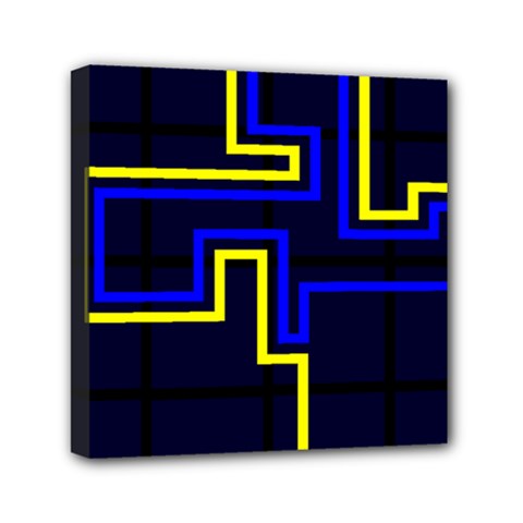 Tron Light Walls Arcade Style Line Yellow Blue Mini Canvas 6  X 6  by Mariart