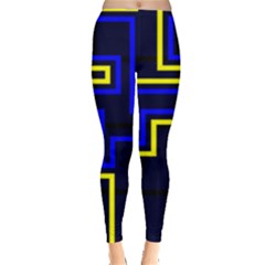 Tron Light Walls Arcade Style Line Yellow Blue Leggings  by Mariart
