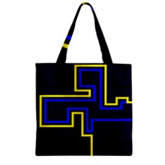 Tron Light Walls Arcade Style Line Yellow Blue Zipper Grocery Tote Bag by Mariart