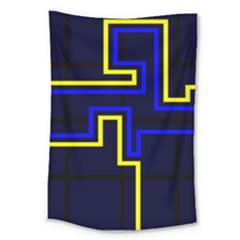 Tron Light Walls Arcade Style Line Yellow Blue Large Tapestry by Mariart