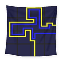 Tron Light Walls Arcade Style Line Yellow Blue Square Tapestry (large) by Mariart