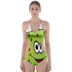 Thorn Face Mask Animals Monster Green Polka Cut-out One Piece Swimsuit by Mariart