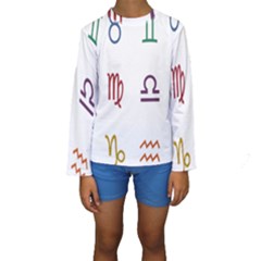 Twelve Signs Zodiac Color Star Kids  Long Sleeve Swimwear by Mariart