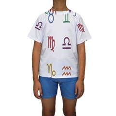 Twelve Signs Zodiac Color Star Kids  Short Sleeve Swimwear by Mariart