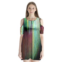 Screen Shot Line Vertical Rainbow Shoulder Cutout Velvet  One Piece by Mariart