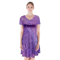 Colors Short Sleeve V-neck Flare Dress