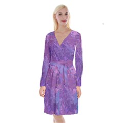 Colors Long Sleeve Velvet Front Wrap Dress