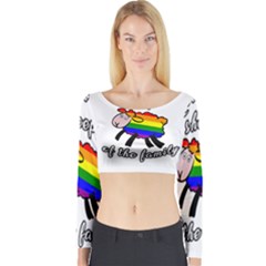 Rainbow Sheep Long Sleeve Crop Top by Valentinaart