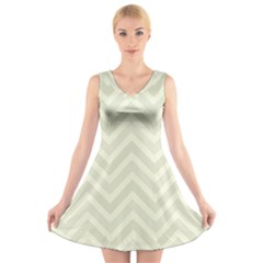 Zigzag  pattern V-Neck Sleeveless Skater Dress