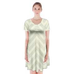 Zigzag  pattern Short Sleeve V-neck Flare Dress