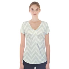 Zigzag  pattern Short Sleeve Front Detail Top