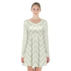 Zigzag  pattern Long Sleeve Velvet V-neck Dress