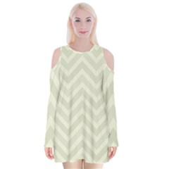 Zigzag  pattern Velvet Long Sleeve Shoulder Cutout Dress