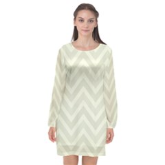 Zigzag  pattern Long Sleeve Chiffon Shift Dress 