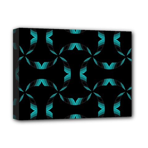 Background Black Blue Polkadot Deluxe Canvas 16  X 12  