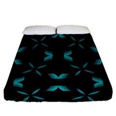 Background Black Blue Polkadot Fitted Sheet (queen Size)