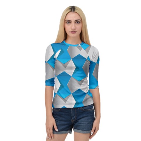 Blue White Grey Chevron Quarter Sleeve Tee by Mariart