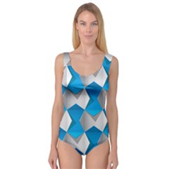 Blue White Grey Chevron Princess Tank Leotard  by Mariart