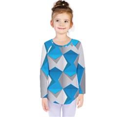 Blue White Grey Chevron Kids  Long Sleeve Tee