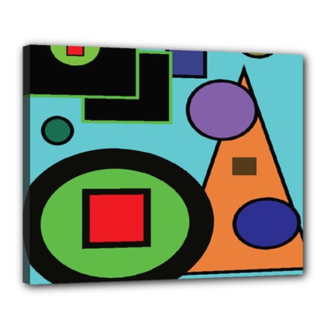 Basic Shape Circle Triangle Plaid Black Green Brown Blue Purple Canvas 20  X 16  by Mariart