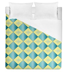 Yellow Blue Diamond Chevron Wave Duvet Cover (queen Size) by Mariart