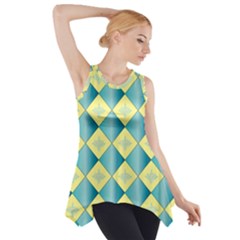 Yellow Blue Diamond Chevron Wave Side Drop Tank Tunic by Mariart