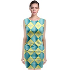 Yellow Blue Diamond Chevron Wave Classic Sleeveless Midi Dress by Mariart