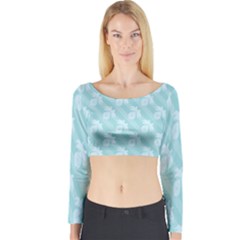 Christmas Day Ribbon Blue Long Sleeve Crop Top