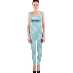 Christmas Day Ribbon Blue Onepiece Catsuit