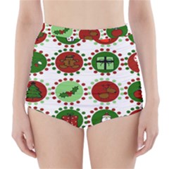 Christmas High-waisted Bikini Bottoms by Mariart