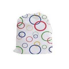 Circle Round Green Blue Red Pink Yellow Drawstring Pouches (large)  by Mariart