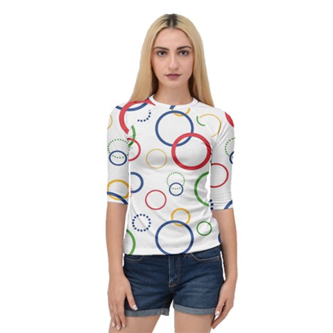 Circle Round Green Blue Red Pink Yellow Quarter Sleeve Tee by Mariart