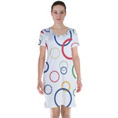 Circle Round Green Blue Red Pink Yellow Short Sleeve Nightdress by Mariart