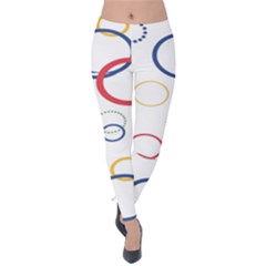 Circle Round Green Blue Red Pink Yellow Velvet Leggings by Mariart