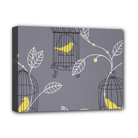 Cagr Bird Leaf Grey Yellow Deluxe Canvas 16  X 12  