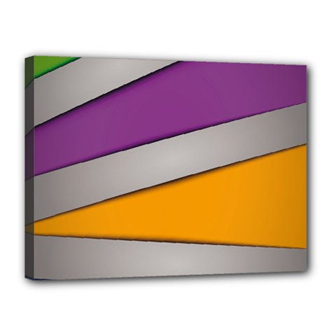 Colorful Geometry Shapes Line Green Grey Pirple Yellow Blue Canvas 16  X 12  by Mariart