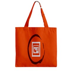 Circles Orange Zipper Grocery Tote Bag by Mariart