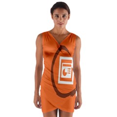 Circles Orange Wrap Front Bodycon Dress