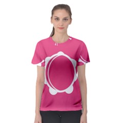 Circle White Pink Women s Sport Mesh Tee