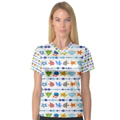 Coral Reef Fish Coral Star Women s V-neck Sport Mesh Tee
