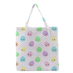 Egg Easter Smile Face Cute Babby Kids Dot Polka Rainbow Grocery Tote Bag by Mariart