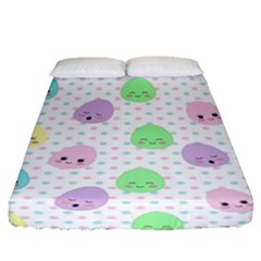 Egg Easter Smile Face Cute Babby Kids Dot Polka Rainbow Fitted Sheet (queen Size) by Mariart