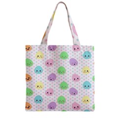 Egg Easter Smile Face Cute Babby Kids Dot Polka Rainbow Zipper Grocery Tote Bag