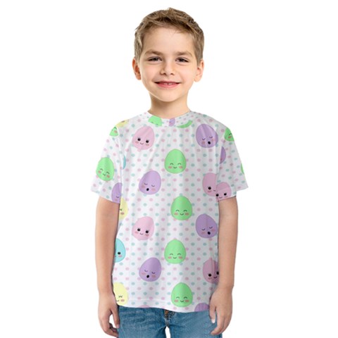 Egg Easter Smile Face Cute Babby Kids Dot Polka Rainbow Kids  Sport Mesh Tee by Mariart