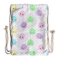 Egg Easter Smile Face Cute Babby Kids Dot Polka Rainbow Drawstring Bag (large) by Mariart