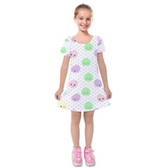 Egg Easter Smile Face Cute Babby Kids Dot Polka Rainbow Kids  Short Sleeve Velvet Dress