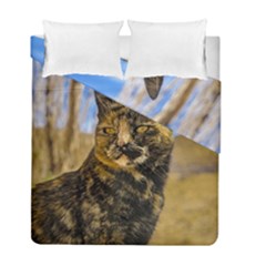 Adult Wild Cat Sitting And Watching Duvet Cover Double Side (full/ Double Size) by dflcprints