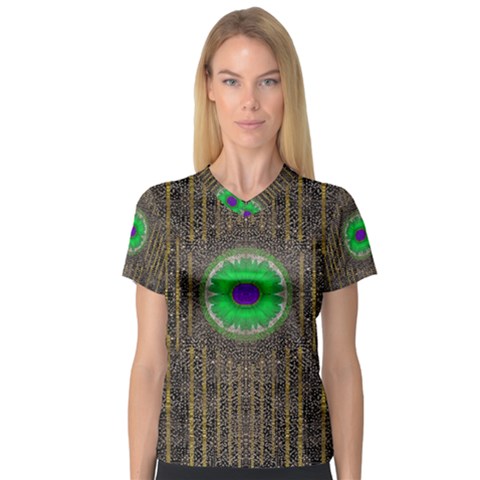 In The Stars And Pearls Is A Flower Women s V-neck Sport Mesh Tee by pepitasart
