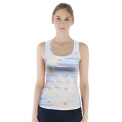 Flower Floral Sunflower Line Horizontal Pink White Blue Racer Back Sports Top by Mariart